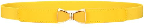 VONMELLI Womens Skinny Elastic Belt Stretchy Thin Bow Belt for Women Dresses Waist Ladies Belts, Yellow,M