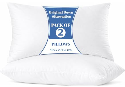 DN COLLECTION Microfibre Pillows Filled With Hollowfibre Luxury 2 Pack Pillows Hotel Quality Bedding Breatheable Comfirtable Sleep (Pack of 2)