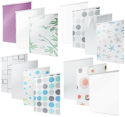 probath Estor de ducha con 14 diseños y 13 anchos a elegir, color negro, verde y blanco, transparente, azul claro (blanco, 90 x 240 cm)