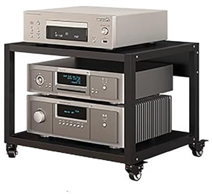 Hifi-Ställ, Kraftigt 2-Vånings Ljudställ Med Hjul, Stativ För Underhållning, Stereokomponenter, Stativ För Ljud- Och Videomedia, Av-Hylla, Tornställ O(H 40 Cm - 2 Nivåer)