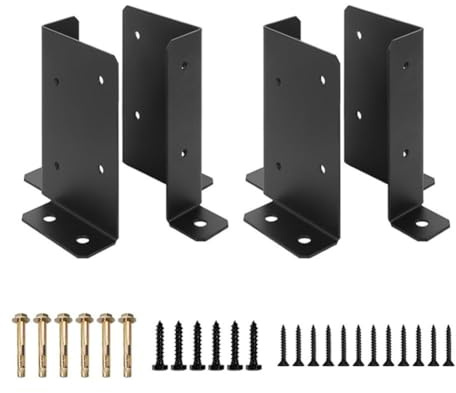 Lawnoval 4 soportes de metal ajustables para valla de madera, cubierta, pérgola, buzón, color negro