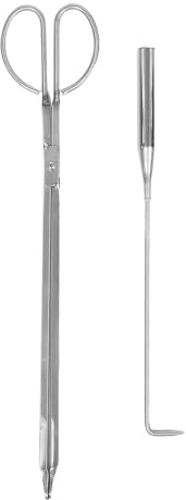 LOLIPPYY Pinzas para Leña de Acero Inoxidable 2 Piezas Atizador de Fuego Resistente para Camping y Barbacoas, Herramienta Duradera para Manejo de Leña y Cenizas