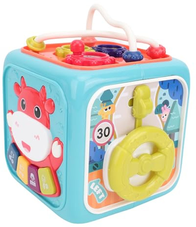 Oytrui Cubo de Actividades para Bebés, Juguete Multifuncional 6 en 1 para Niños Pequeños con Tambor para Aprendizaje y Desarrollo Tempranos