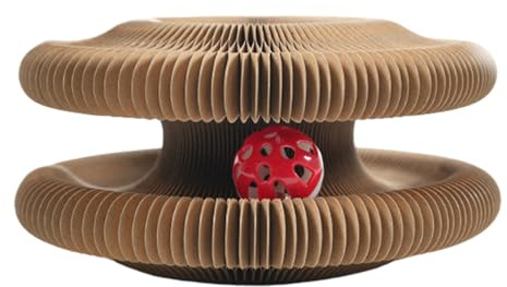 Planches À Gratter pour Chat Magic Organe, Pliable Griffoir pour Chat Carton avec Balle, Jouet À Griffer Interactif Carton Ondulé, Divertissement en Intérieur Et l'exercice