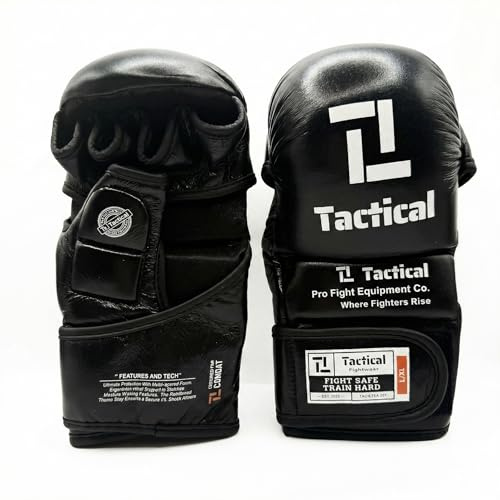 Tactical Fightwear - Guantes MMA - Cuero Genuino - Sparring - Agarre y Control - Talla S/M