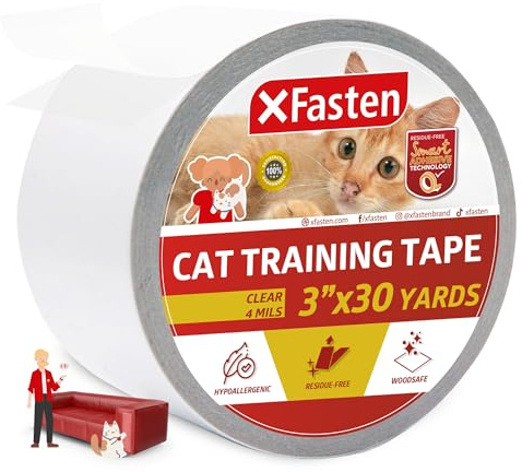 Ruban Anti-Rayures XFasten pour Dressage de Chat, 7,6 cm x 30 m, protège Les canapés, Les Meubles Anti-Rayures et Le Cuir pour Chats et Animaux de Compagnie.