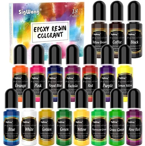 Epoxy Resin Pigment - 18 Colour Liquid Colorant, Highly Concentrated UV Resin Dye for DIY Jewelry Making, Paint and Craft - 10ml Each