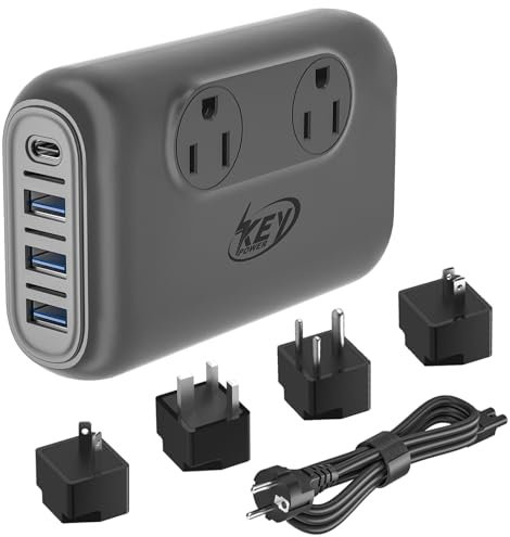 220V to 110V Converter, Key Power 230-Watt Step Down Voltage Converter & Power Converter, International Travel Power Adapter with USB C Port 18W.