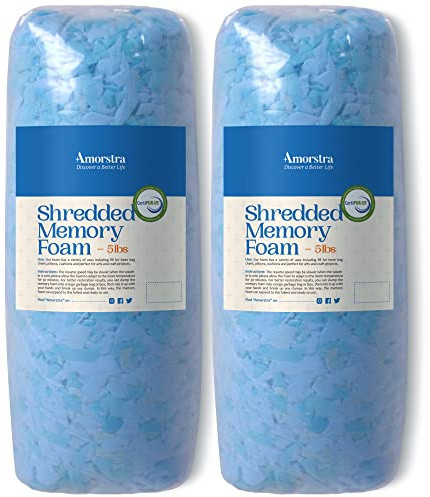 Amorstra Bean Bag Filler Shredded Memory Foam Filling 10 Pounds, Pillow Stuffing Bean Bag Refill Material for Pouf Ottoman Couch Cushion Dog Bed Stuffed Animals and Art Crafts - Blue
