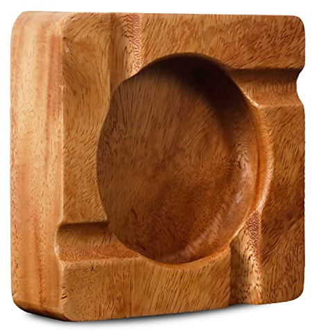 Gusnilo Wooden Cigar Ashtray Square - Desktop Tray for Indoor or Outdoor Office Home Decoration, Solid 4-Slot Cigar Holder, Vintage Gift for Smokers