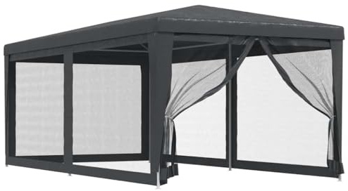 vidaXL Partytält med 6 sidoväggar i nät 3x6 m HDPE antracit