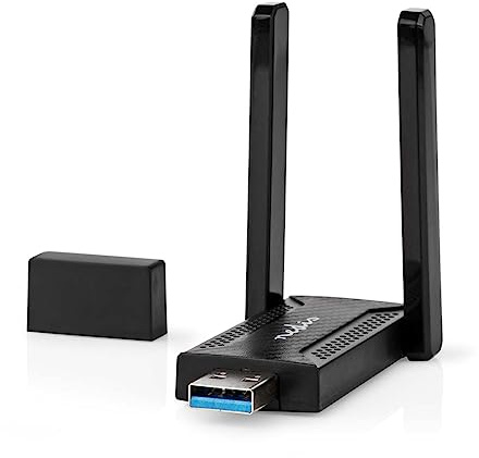 Nedis nätverksdongel | Wi-Fi | AC1200 | 2,4/5 GHz (dubbla band) | USB3.0 | Totalt Wi-Fi Wi-Fi-Wi-Fi-hastighet: 1200 Mbps | Windows 10/Windows 11/Windows 8
