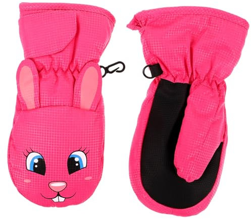 Amosfun 1paar Junge Mädchen Skihandschuhe Aus Fleece rutschfest Warmhaltende Winterhandschuhe Für Jungen Und Mädchen Für Skifahren Und Schneesport Jahre Mit Niedlichem Hasen-Design