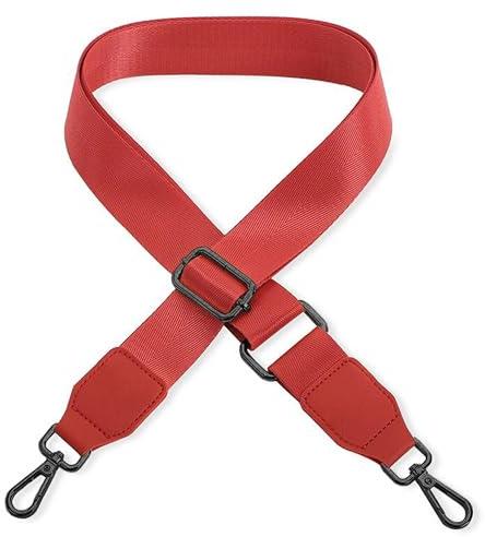 Correa de hombro para bolso de mano y laptop - Rojo [Color del metal: Negro] - Longitud ajustable 89-142 cm - Ancho 3,8 cm - Correa de repuesto para bolso de mano y laptop