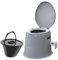 Large 5L Compact Portable Toilet Potty Loo with Seat Washable Basket and Toilet Roll Holder Lightweight Camping Loo, Camping WC for Pool Party Camping Caravan Picnic & Festivals Outdoor Grey