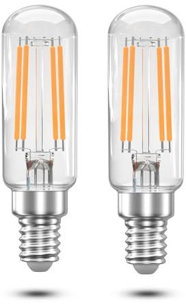Aurax 4W LED Dunstabzugshaubenbirnen E14 Dunstabzugshaube Glühbirnen, 40W Dunstabzugshaubenbirne Ersatz für Abzugshaube/Kühlschrank/Dunstabzugshaube, T26 E14 Anwendungslampe Warmweiß 2700K, 2 Stück
