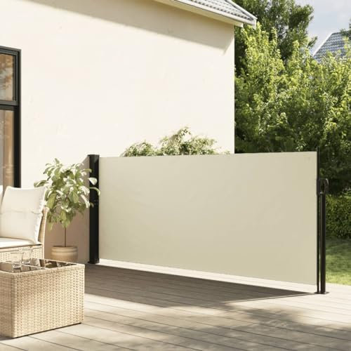 Tidyard Auvent Latéral Rétractable crème 100x300 cm Protection de l'intimité et Vent, Paravent Store latéral, Abri Solaire Extensible Brise Vue pour Extérieur, Balcon, Terrasse