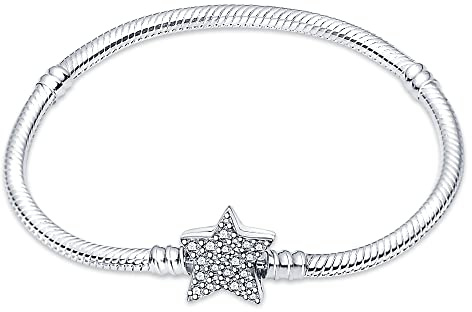 KUNSIR Moments-Bracciale Donna Adatto per Ciondolo Argento Sterling 925 Braccialetto Snake Bracciali Compatibile con Pandora Ciondolo