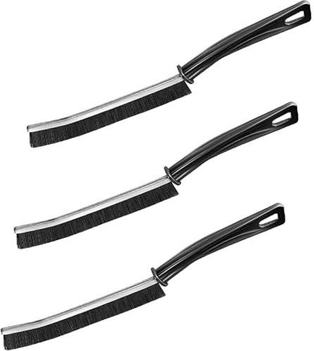 3 cepillos para Limpiar rincones, para Limpiar Grietas, para Limpiar Grietas en baños, cepillos Duros de Mango Largo, para Ventanas de baños y barandillas de Puertas (Negro)
