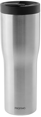 PROFINO Barista Thermo To Go mugg 0,5 l | rostfritt stål | läckagesäker tack vare dubbla locksystem | BPA-fri | diskmaskinssäker | rostfritt stål termosmugg kaffe to go håller 4h varm och 8h kall