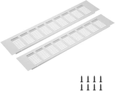 sourcing map Rectangle Ventilation Grille 400x80mm/16x3 Silver Tone | Aluminum Alloy Mesh,Air Vent Cover,Louvered Ventilation Cover,with Mounting Screws for Cabinet Shoe Closet