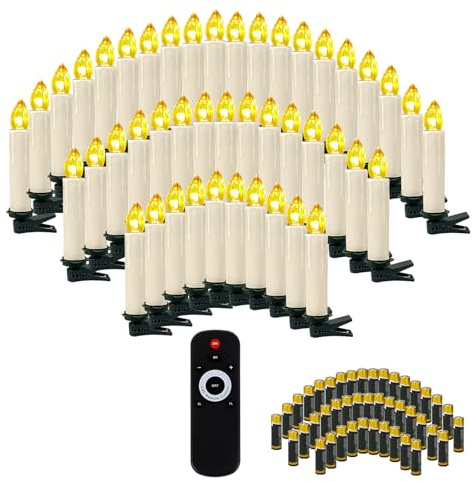 OZAVO 30pcs Christmas Tree Candles with Remote and Battery, LED Flameless Flickering Taper Candles with Removable Clips for Home Party Xmas Trees Decor