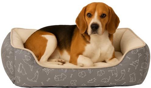 Panier Chien – Lilly Gris – 60 cm – Peluche et Textile Doux – Rembourrage Fibres Polyester – Fond antidérapant – Flamingo
