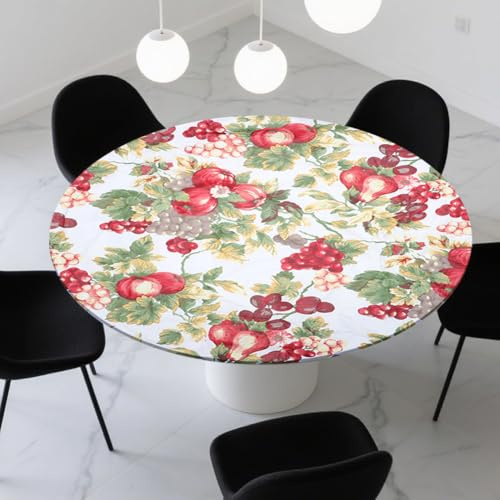 Nappe d'extérieur résistante aux intempéries ronde - Nappe ronde de 60 pouces (152 cm) avec élastique pour l'extérieur, nappe de jardin résistante aux intempéries, nappe en toile cirée
