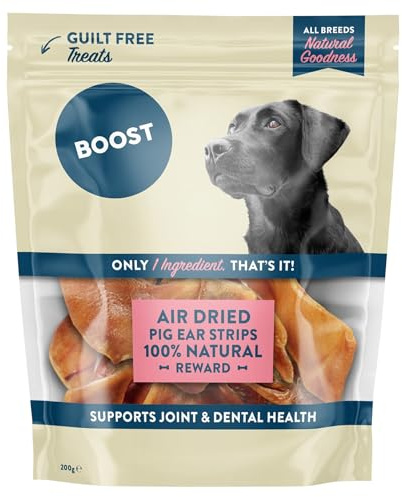 BOOST Air-Dried Grain-Free Treats for Dogs - 100% Natural Dog Chews, Nothing Artificial, Single Ingredient, Good Source of Protein - Pig Ears, 200g