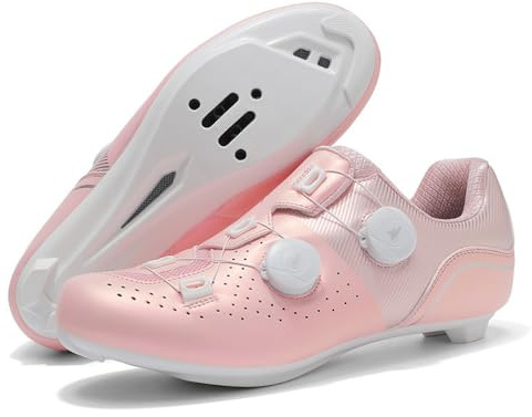 Scarpe da Ciclismo su Strada da Uomo E da Donna Scarpe da Bicicletta Traspiranti Unisex Bike Sneaker da Strada Comode E Antiscivolo per Interni Ed Esterni-Pink||Numeric_40