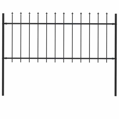 Frise pour cour, clôture de jardin artificielle avec pointe de lance en acier - 181 x 80 cm - Noir - Pour jardin, terrasse, balcon