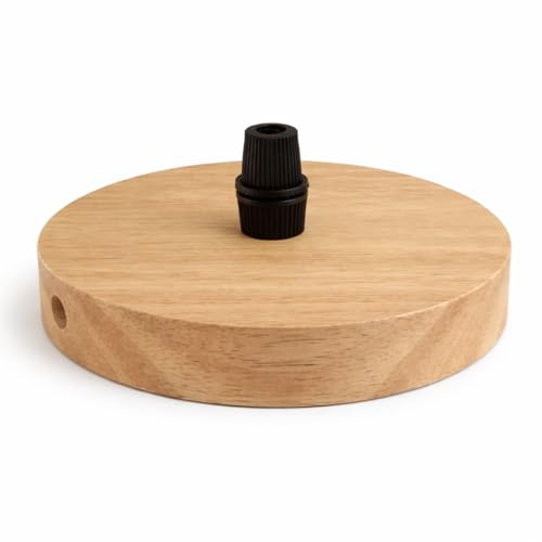 PUNTO ES LIGHTING Rosetón Techo de Madera Natural 120 x 20 mm – Florón y Soporte para Lámpara, 1 Pieza con Kit de Instalación