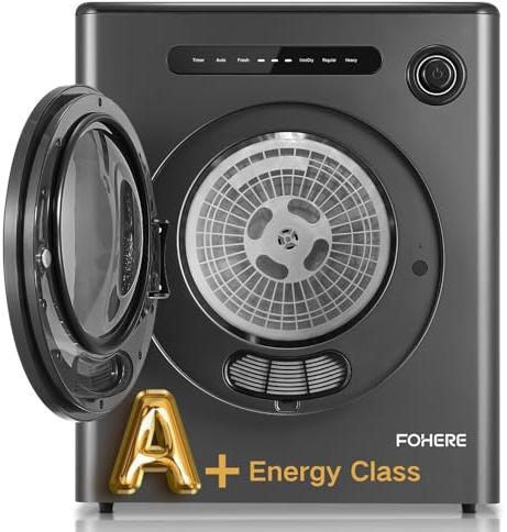 4KG Vented Tumble Dryer, 1200W Smart Dryer, 5 Drying Modes and Smart Automatic Drying, with Temperature and Humidity Sensor, Overheat Protection for Apartment, RVs, Black