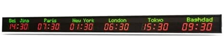 Horloge mondiale numérique LED 20W, horloge multi-fuseaux horaires en alliage d'aluminium avec longueur d'onde 620-625nm for banque d'hôtel Modes multiples(4 cities)