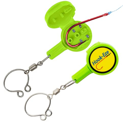 2023 Updated Design Hook Eze Fishing Gear Knot Tying Tool | Pack of 2 | Protect from Fish Hooks | Cool Gadgets | Ice & Fly Tie Fishing Gifts for Beginner Anglers - Green