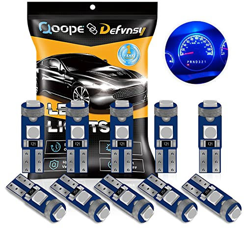 Defvnsy 10PCS Azul Led T5 3030 3SMD 12V 74 73 2723 2721 286 W3W W1.2W para luces interiores del coche Led Tablero de instrumentos Reemplazo de la lámpara del instrumento automático