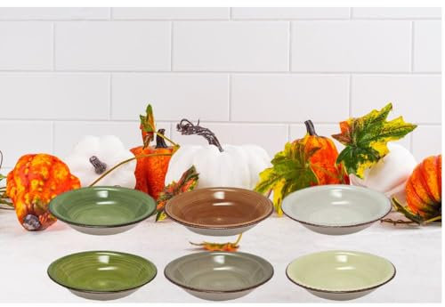 Riyashop Autunno/Inverno Servizio da tavola combinato servizio da tavola servizio da caffè in porcellana tinta unita, 6er Set Suppe Teller 21 cm