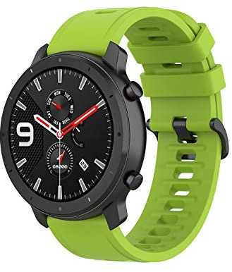 Yikamosi Compatibile con Amazfit GTR 47MM Cinturino,22MM Sgancio Rapido Silicone Chiusura in acciaio inossidabile Cinturino di Ricambio per GTR 47MM/GTR 2/GTR 2e,Verde