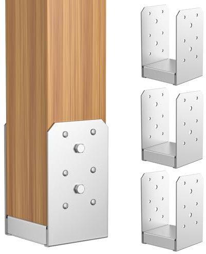 Base de poste de 4 x 4 pulgadas, 4 piezas de base de poste ajustable, anclaje de poste de hormigón de acero inoxidable para soporte de barandilla de cubierta de pabellón, placa de anclaje decorativa