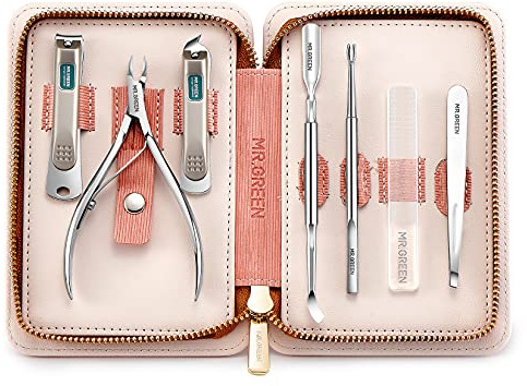 MR.GREEN 7in1 Manicure Sets Personal Care Tools Stainless Steel Professional Nail Clippers Pedicure Set Travel Case Kits (Mr-6032)