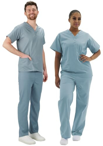 Interweave Healthcare Performance Scrub Set Medical Uniform Unisex Polycotton Reversible Scrubs Top & Trousers With Pockets In 8 Colours (as8, alpha, l, regular, regular, Misty Grey)