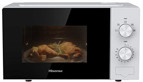 Hisense 700 Watts 20 Litre Solo Microwave Oven H20MOWP1UK White, Automatic Defrost, 5 power levels, Easy Clean, 32.6D x 45.5W x 26.1H centimetres Freestanding