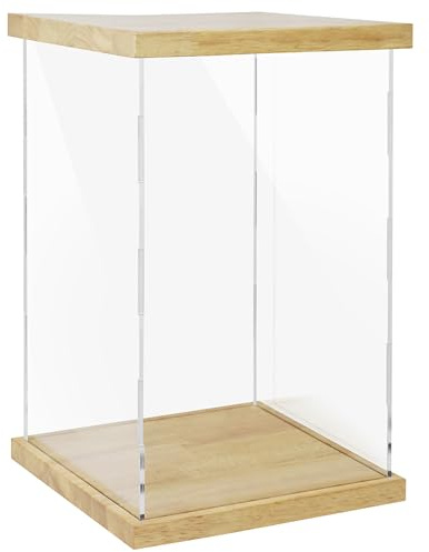 BenchPro Clear Acrylic Display Case for Trophy, Collectibles, Assemble Cube Display Box Stand Dust Proof Protection Showcase for Action Figures Toys. (1 Thick Wood, 20 H x 12 L x 12 D)
