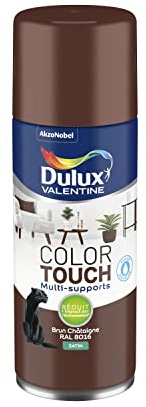 Dulux Valentine Peinture Intérieure et Extérieure Aérosol Color Touch - Pour bois, plastique, PVC, carton, papier - Brun Châtaigne Satin - 400ml