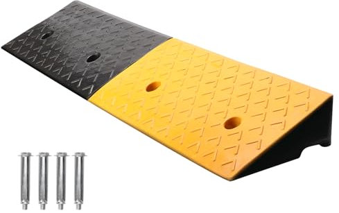 bimiti 1 Pack 4 Rise Rubber Kerb Ramp, 100x25x10cm Heavy Duty Threshold Ramps Large Load Capacity Non-Slip Ramp for Doorway Sidewalk Car Bike Motorcycle Scooter Wheelchair