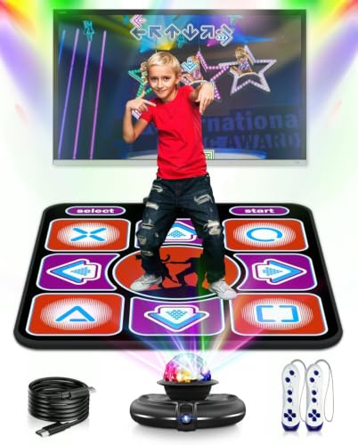 Acelufly Eletrionic Dance Mat for TV with HD Camera, Non-Slip Dance Pad for Girls Boys, Dance Game Mat Xmas B-Day Gifts for Kids Adults (Black)