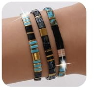 SHINUS BOHO Tila Flat Green Beaded Gold Stack Bracelets Set for Women, Trendy Handmade Miyuki Square Glass Beads Stretch Bohemia Festive Holiday Accessories Jewelry Gift.