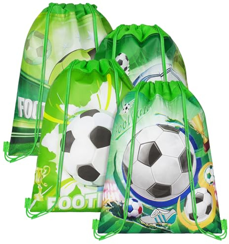 DiULi Ragazzo Sacca, 4PC Zaino da Nuoto Bambino, Con Coulisse Zainetto ragazzo, ragazza, ragazzo, Zaino Sportivo, per Spiaggia, Campeggio, Shopping, Verde(Calcio)