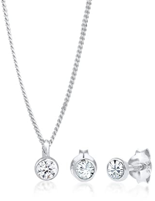 Elli Set di Gioielli Donna Classico Simple con Cristalli in Argento Sterling 925