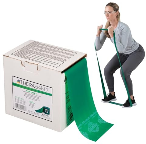 THERABAND Resistance Band, Green, Heavy, 50-Yard Roll, Latex-Free, Elastic Band for Exercise, Physical Therapy, Yoga, Pilates, Stretching, Home Workouts, Cut-to-Length, Color-Coded Levels